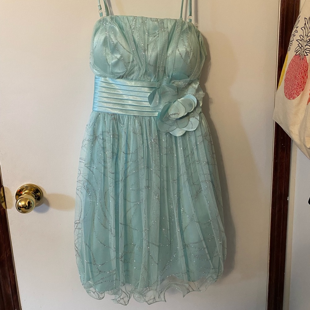 Le Château sparkly turquoise mini dress size 9/10
